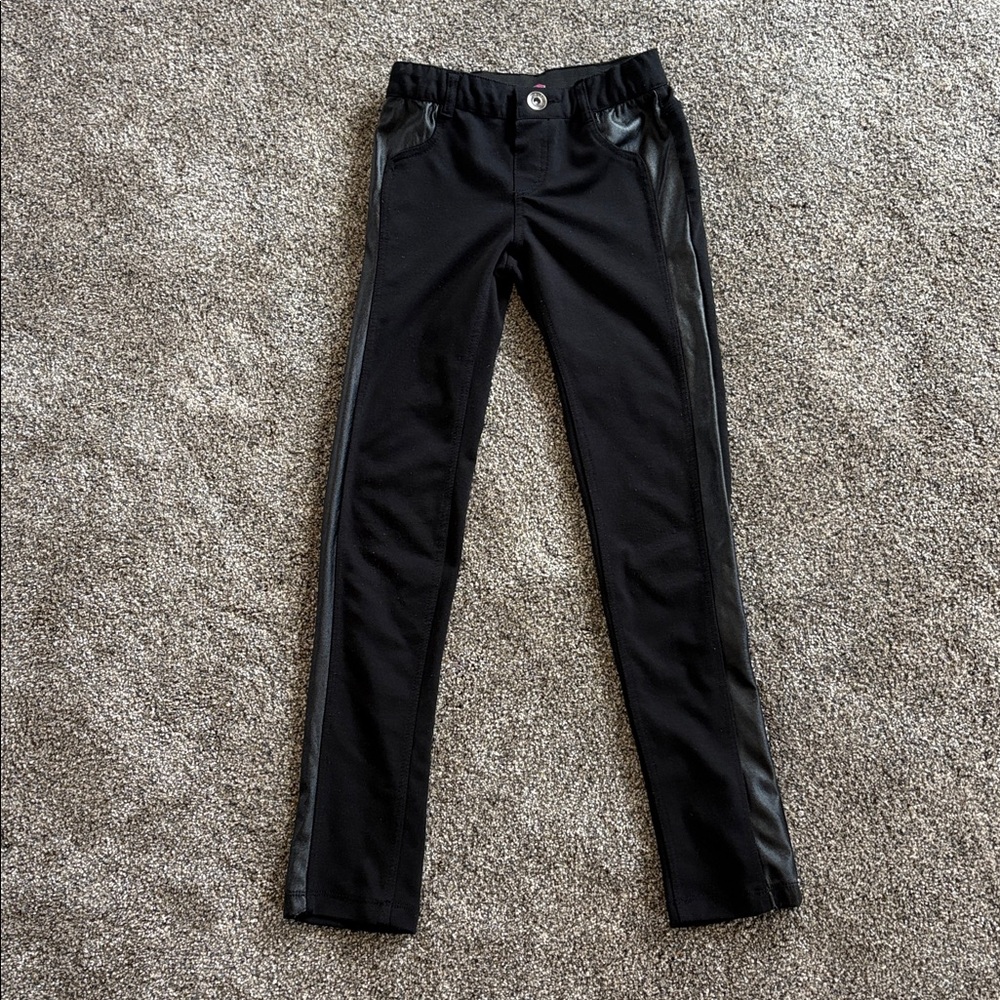 Girls Black Pants with Faux Leather Accents Size 10